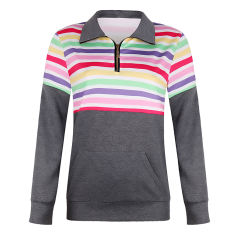Autumn Zip Tops Long Sleeve Christmas Print Sweatshirt PQOM9150