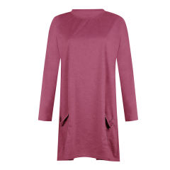 Autumn Loose Long T-shirt Solid Color Winter Casual Dress PQOM9139