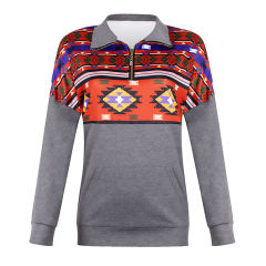 Autumn Zip Tops Long Sleeve Christmas Print Sweatshirt PQOM9150