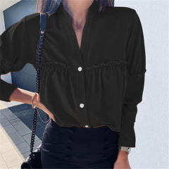 Red Loose Long Sleeved Autumn Spring Shirt For Women PQOM9125D