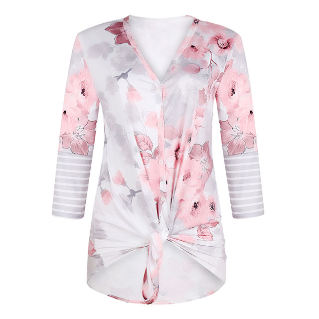 Winter Printed Shirt Casual Tops Autumn Cardigan For Women PQOM9132B
