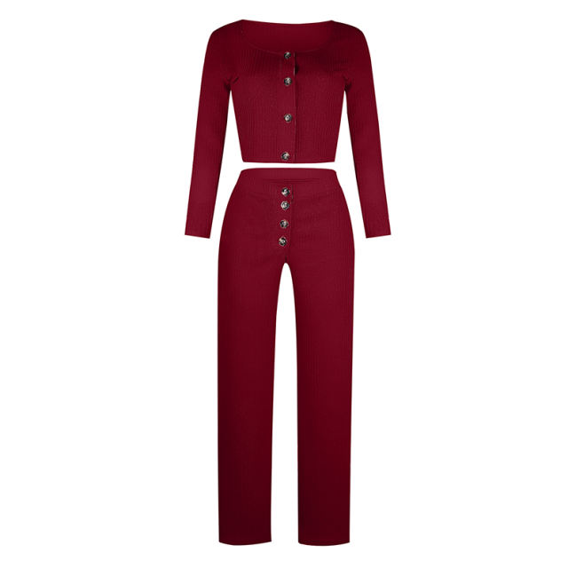 Long Sleeve Cardigan For Women Slim Buttoned Casual Tracksuits PQOM9141