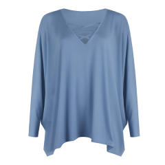 Loose V-neck Tops Long Bat Sleeve Shirt T-shirt for Women PQOM9067