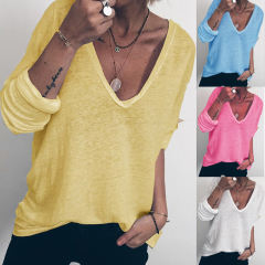 American Women Plus Size T-Shirt European Autumn Casual Streetwear PQOM9033
