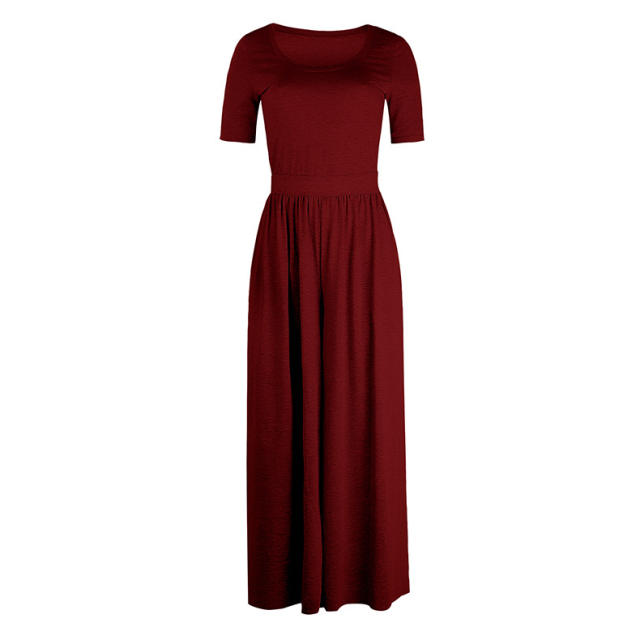 Summer Maxi Dresses Solid Color Women Fashion Streetwear PQOM9022
