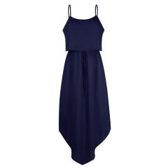 Summer Party Dresses Sexy Split Casual Spaghetti Strap Midi Dress PQOM9023