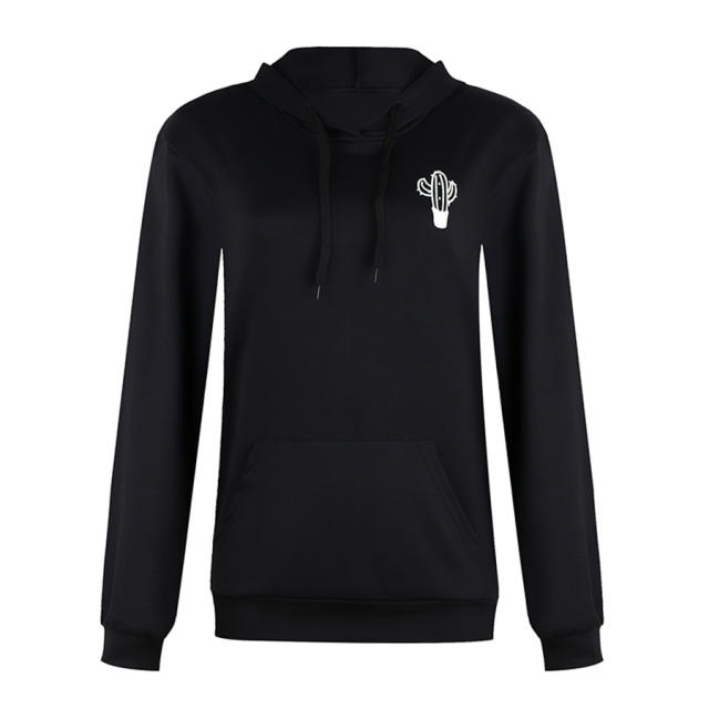 Long Sleeve Winter Sweater Autumn Cactus Print Hoodies for Women PQOM5053B