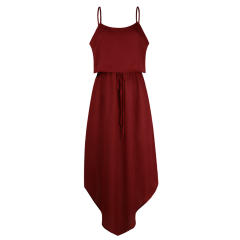 Summer Party Dresses Sexy Split Casual Spaghetti Strap Midi Dress PQOM9023