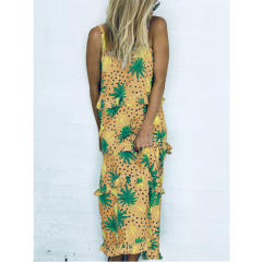 Fashion Beach Dresses Casual Summer Outfits Pineapple Bohemian Dresses PQOM9036