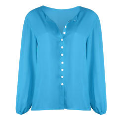 Women Long Sleeve T-Shirts Crew Neck Fashion Botton Tops PQOM9035