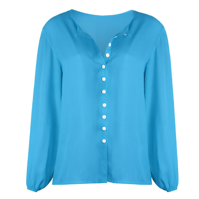 Women Long Sleeve T-Shirts Crew Neck Fashion Botton Tops PQOM9035