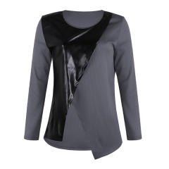 Women Spring Blouses Fashion Long Sleeve Tops Contrast Color Shirts PQOM9013