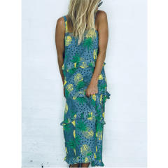 Fashion Beach Dresses Casual Summer Outfits Pineapple Bohemian Dresses PQOM9036