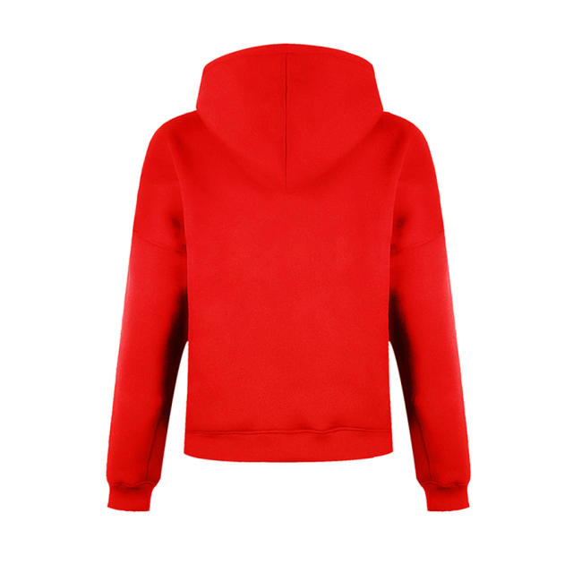 Autumn Printed Tops Loose Short Hooded Sweatshirt For Women PQOM9055F