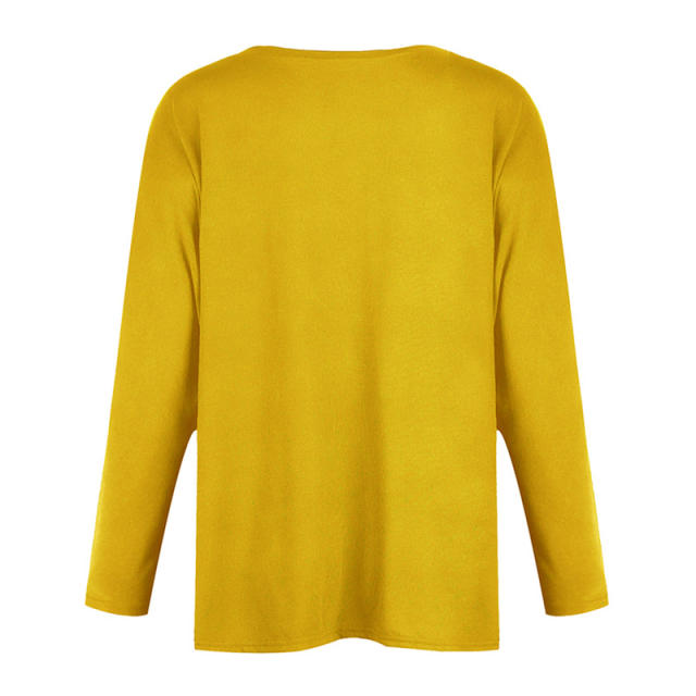 American Women T-Shirt Full Sleeve Crew Neck Fashion Tops PQOM9038