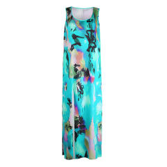 Floral Printed Casual Dresses Maxi Crew Neck Sexy Maxi Dress PQOM9041