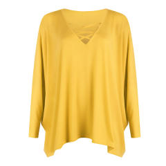 Loose V-neck Tops Long Bat Sleeve Shirt T-shirt for Women PQOM9067