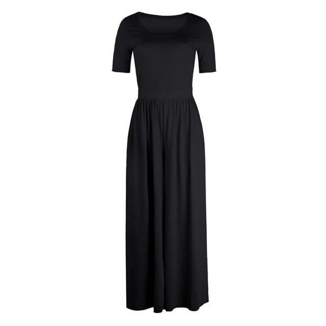 Summer Maxi Dresses Solid Color Women Fashion Streetwear PQOM9022