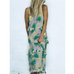 Fashion Beach Dresses Casual Summer Outfits Pineapple Bohemian Dresses PQOM9036