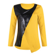 Women Spring Blouses Fashion Long Sleeve Tops Contrast Color Shirts PQOM9013