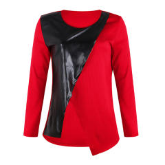 Women Spring Blouses Fashion Long Sleeve Tops Contrast Color Shirts PQOM9013