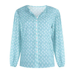Autumn Long Sleeve Cardigan Printed Chiffon Shirt For Women PQOM9060