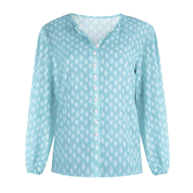 Autumn Long Sleeve Cardigan Printed Chiffon Shirt For Women PQOM9060