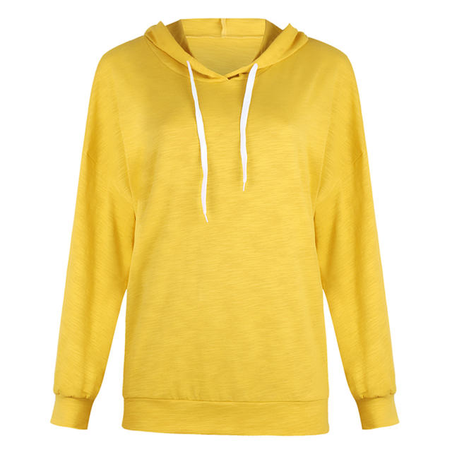 Loose Solid Color Sweatshirts Long-sleeved Hooded Sweater PQOM9077