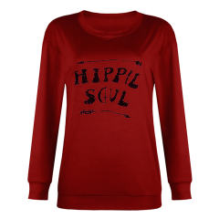 Loose Round Neck Hoodies for Women Long Sleeve Printed Sweaters PQOM9085