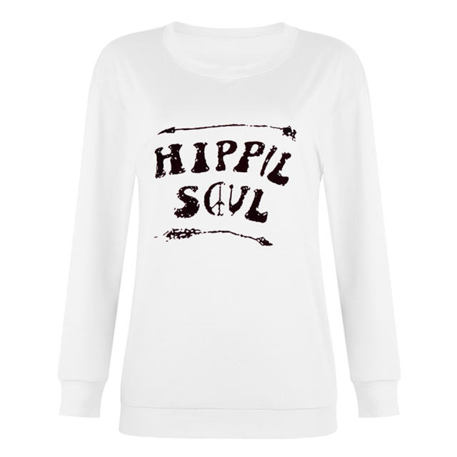 Loose Round Neck Hoodies for Women Long Sleeve Printed Sweaters PQOM9085
