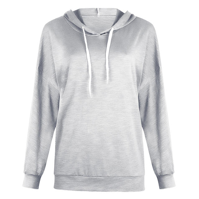 Loose Solid Color Sweatshirts Long-sleeved Hooded Sweater PQOM9077