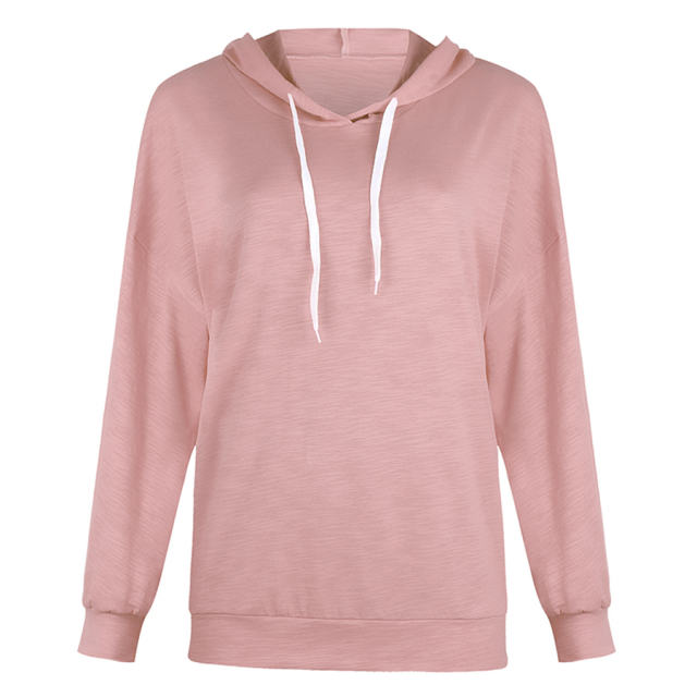 Loose Solid Color Sweatshirts Long-sleeved Hooded Sweater PQOM9077