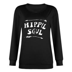 Loose Round Neck Hoodies for Women Long Sleeve Printed Sweaters PQOM9085