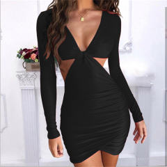 Hollow Out Night Club Dress Sexy V-neck Mini Dresses PQOM9087A