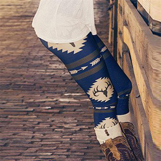 Slim Arrow Print Leggings Women Christmas Pencil Pants PQOM9131
