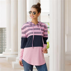Autumn Loose T-shirts Fashion Printed Tops Striped Casual Hoodies PQOM9113G