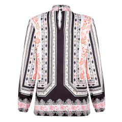 Autumn Retro Tops for Women Loose Long-sleeved Ethnic Printed Shirt PQOM9102