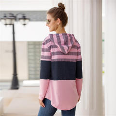 Autumn Casual Loose Hoodies Long-sleeved Striped Printed Tops PQOM9113C