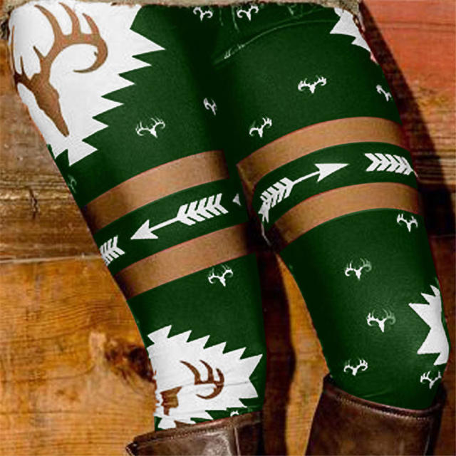 Slim Arrow Print Leggings Women Christmas Pencil Pants PQOM9131
