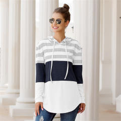 Striped Casual T-shirts Printed Tops Autumn Loose Hoodies PQOM9113D