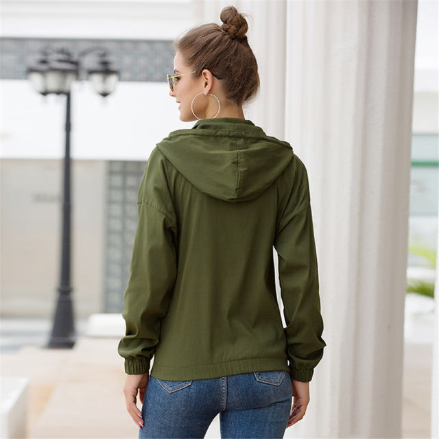 Autumn Zipper Hooded Tops Winter Loose Casual Jacket PQOM9105A