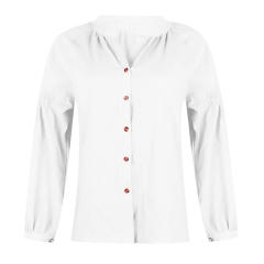 Single-breasted Long Sleeve Casual Shirt Women Loose Tops PQOM9120B