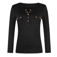 Solid Color Plus Size Shirt Autumn Sweater Slim Ribbed Tops PQOM9180