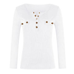 Solid Color Plus Size Shirt Autumn Sweater Slim Ribbed Tops PQOM9180