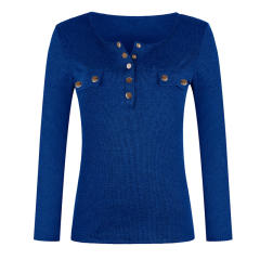 Solid Color Plus Size Shirt Autumn Sweater Slim Ribbed Tops PQOM9180
