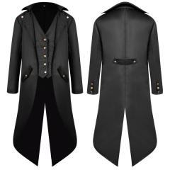 Men's Long Coat Punk Retro Tuxedo Dark Knight Clown Uniform PQMY006C