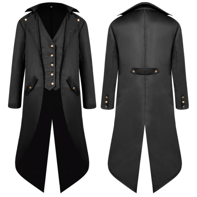 Cartoon Movie Theme Costume Men's Long Coat Punk Retro Tuxedo PQMY006D