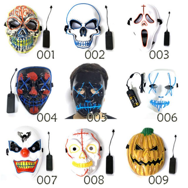 Glow In Dark Costume Accessories DJ Party Light Up Masks LED Glowing Masks