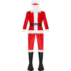 Men Santa Claus Costume Adult Plus Size Christmas Cosplay Uniform PQMR053