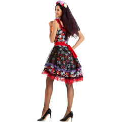 Halloween Skull Ghost Bride Costume Cosplay Vampire Dress Masquerade Uniform PQMR3361